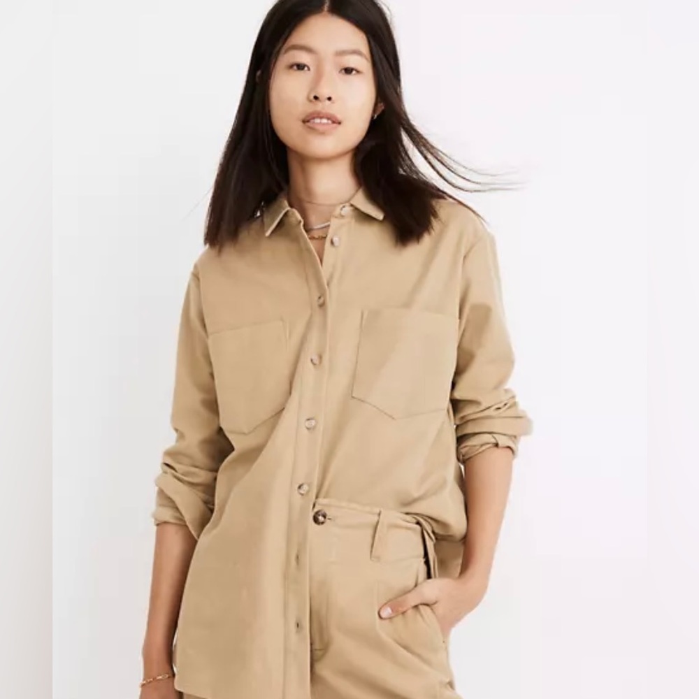 Madewell Moleskine Sunday Shirt Jacket in Camel Size Small